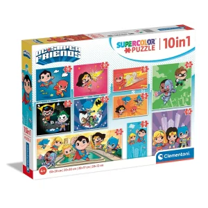 Clementoni SUPER COLOR DC SUPER FRIENDS – 10 Rompecabezas en 1